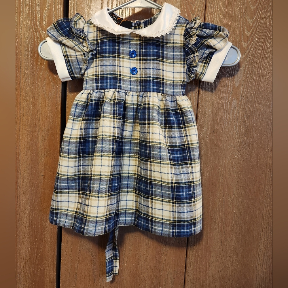 Glen Appin of Scotland Check Dress with Button Front Detail Girls Size 12 Months